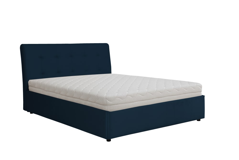 Lit rembourré avec matelas, bleu foncé, 160x200 cm