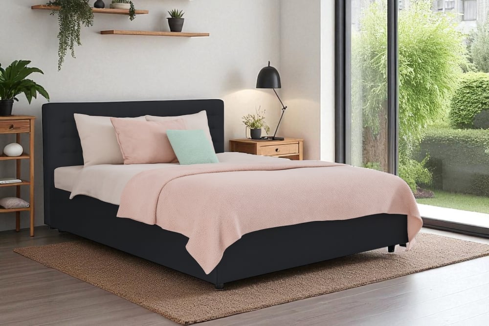Lit rembourré avec matelas, anthracite, 160x200 cm