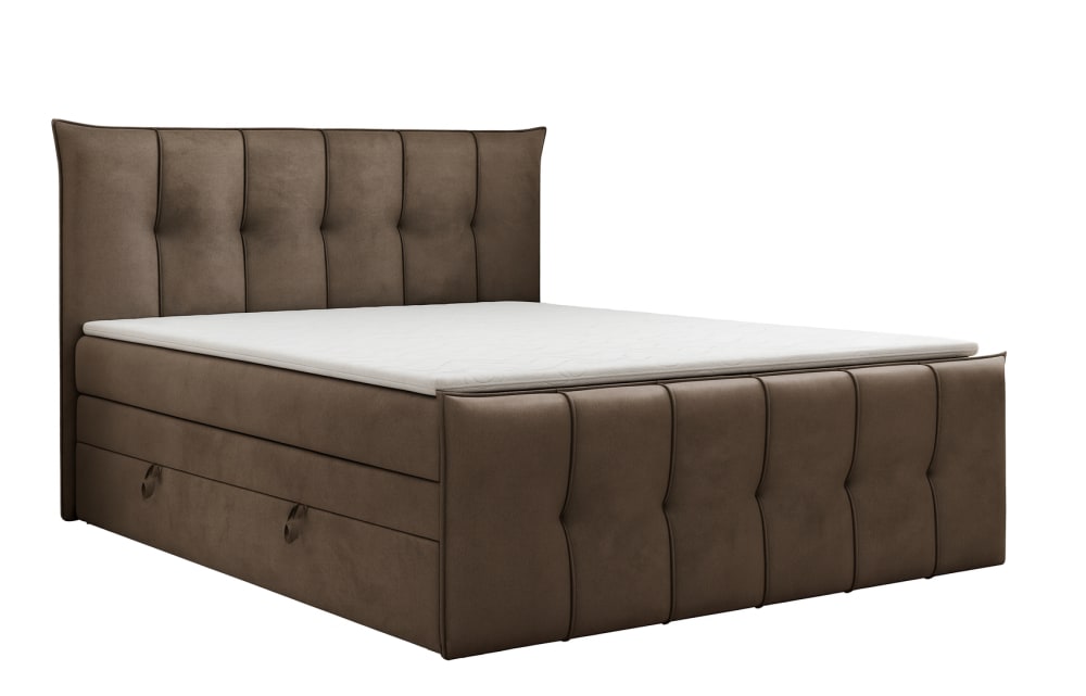 Lit continental avec rangement, marron 200x200 cm