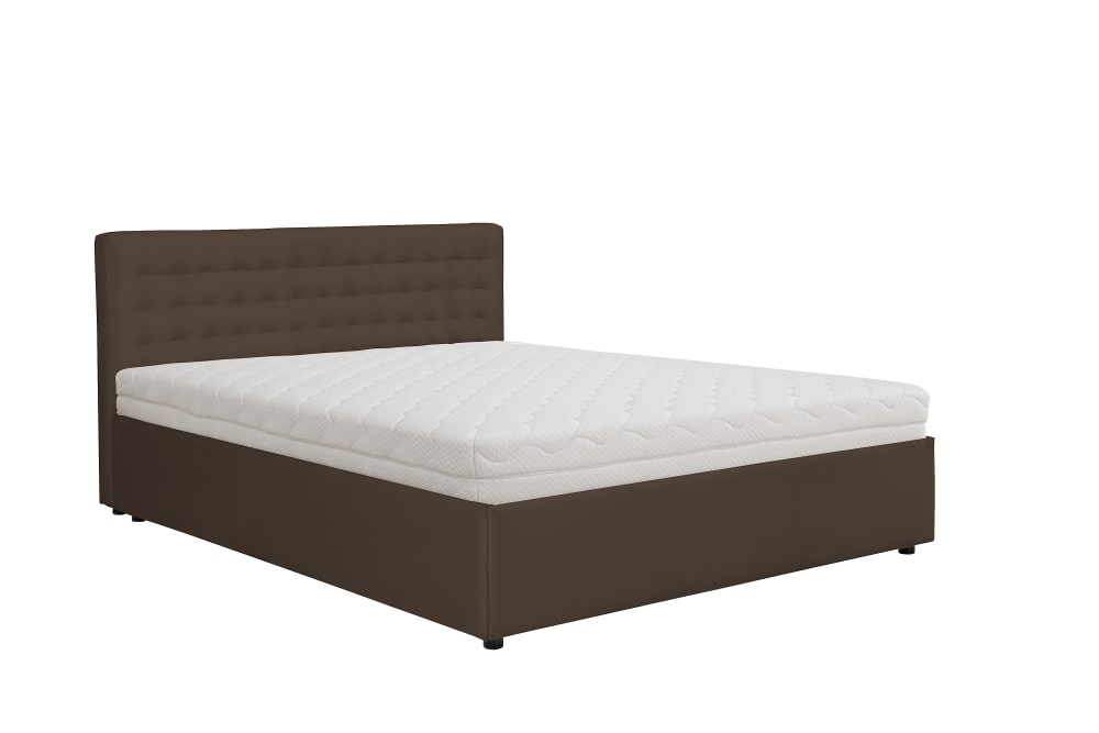 Lit rembourré avec matelas, marron, 140x200 cm
