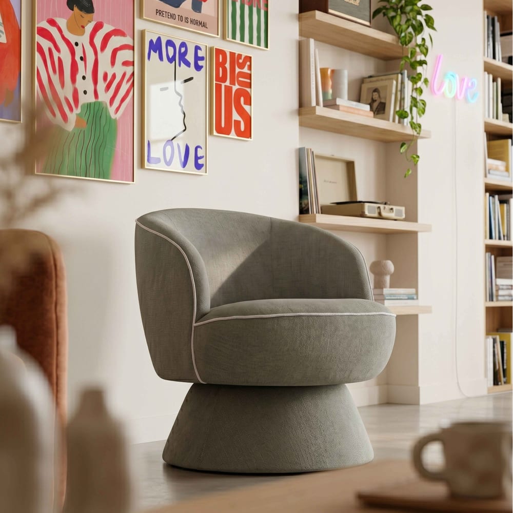 Drehsessel aus grünem Stoff - Maisons Du Monde