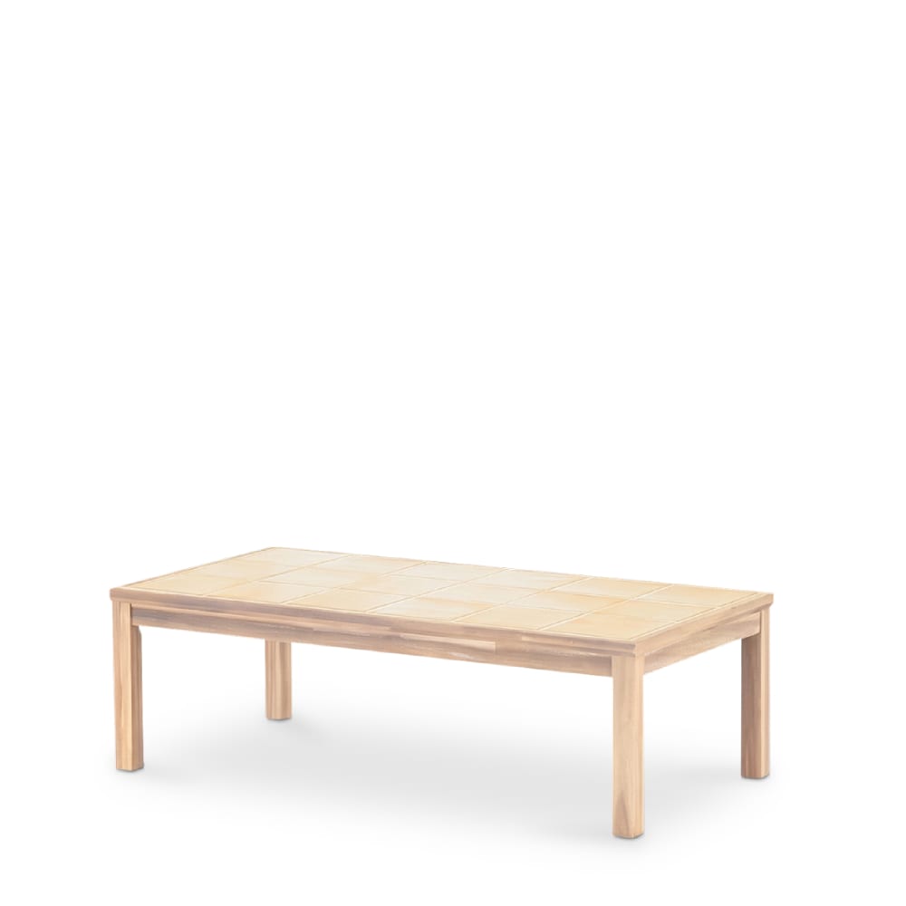 Table basse rectangulaire, bois et céramique 127x66x40 beige
