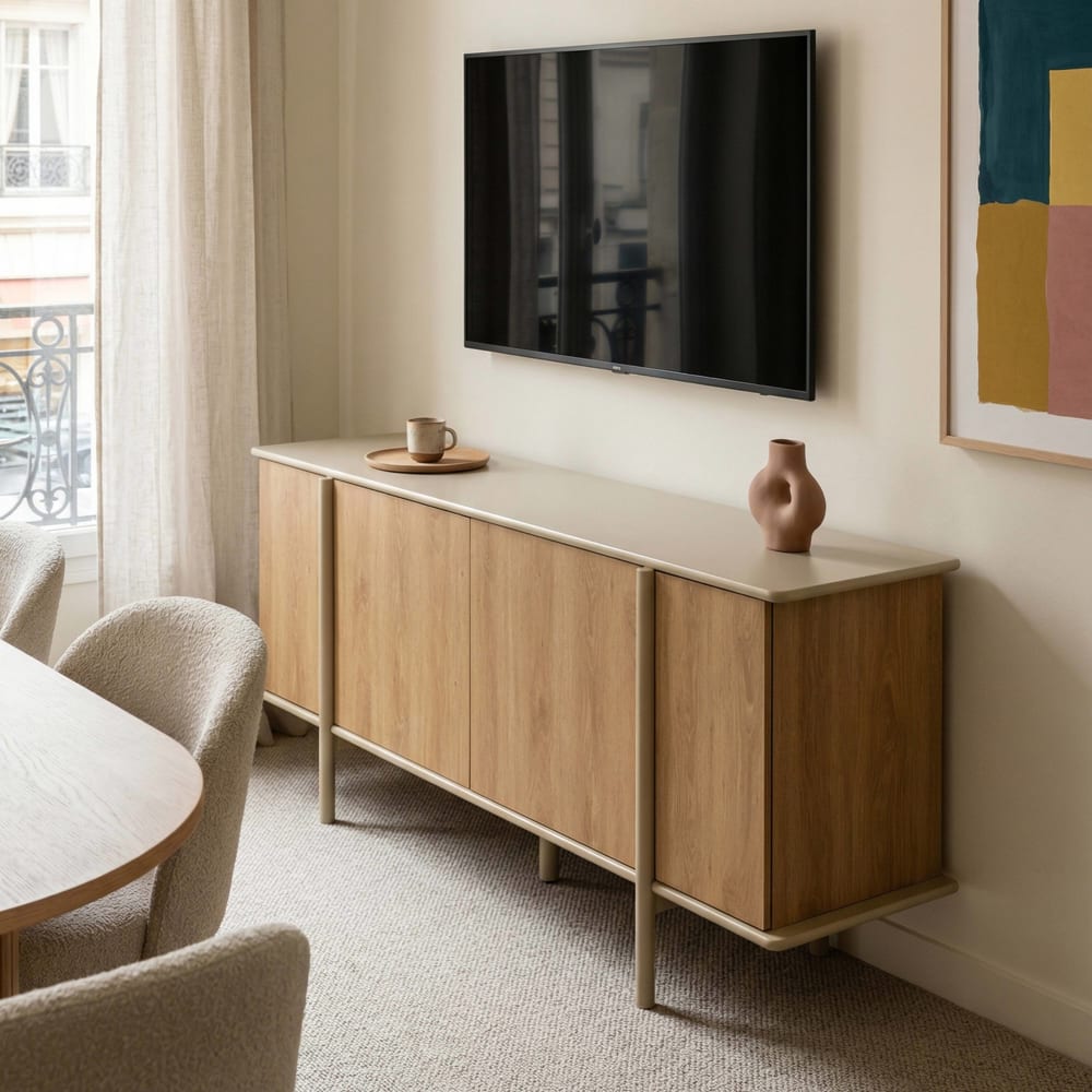 Sideboard in Holzoptik 4 Türen 180 cm Creme - Maisons Du Monde