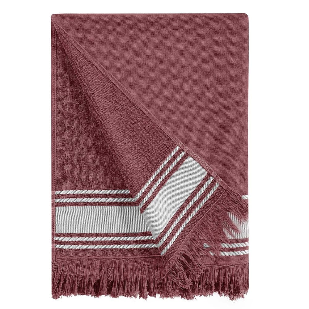 Sensei Maison Strandtuch aus Baumwolle – Fouta-Stil Gebrannte Erde 100x180 cm style seaside Rot Öko-Tex Zertifikat Baumwolle