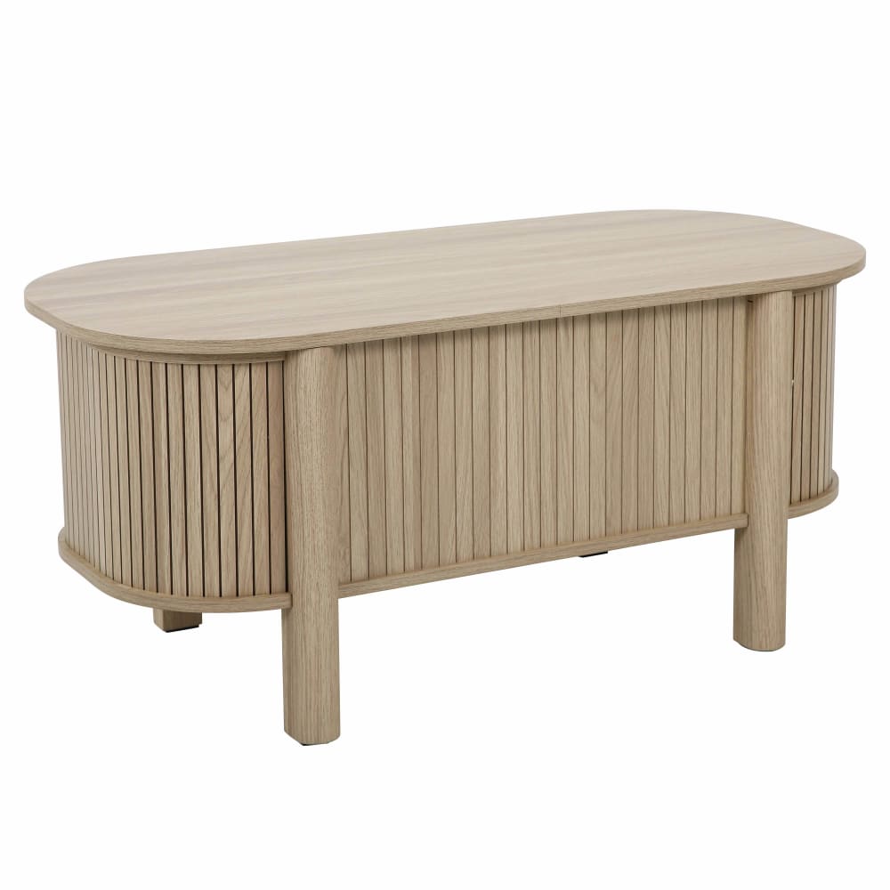 Table basse relavable effet bois ovale 100x48 cm bois clair
