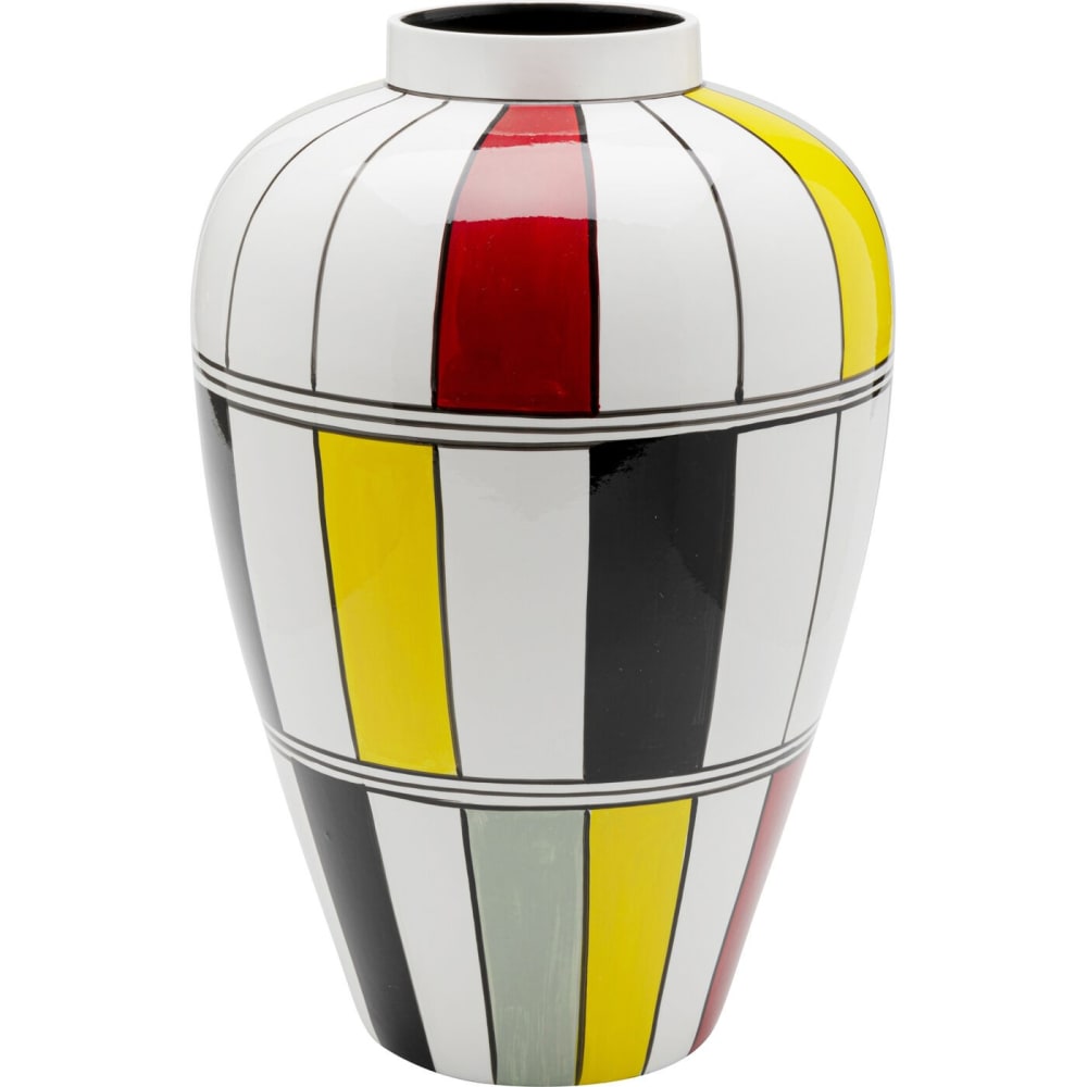 Vase en porcelaine blanche blocs de couleurs