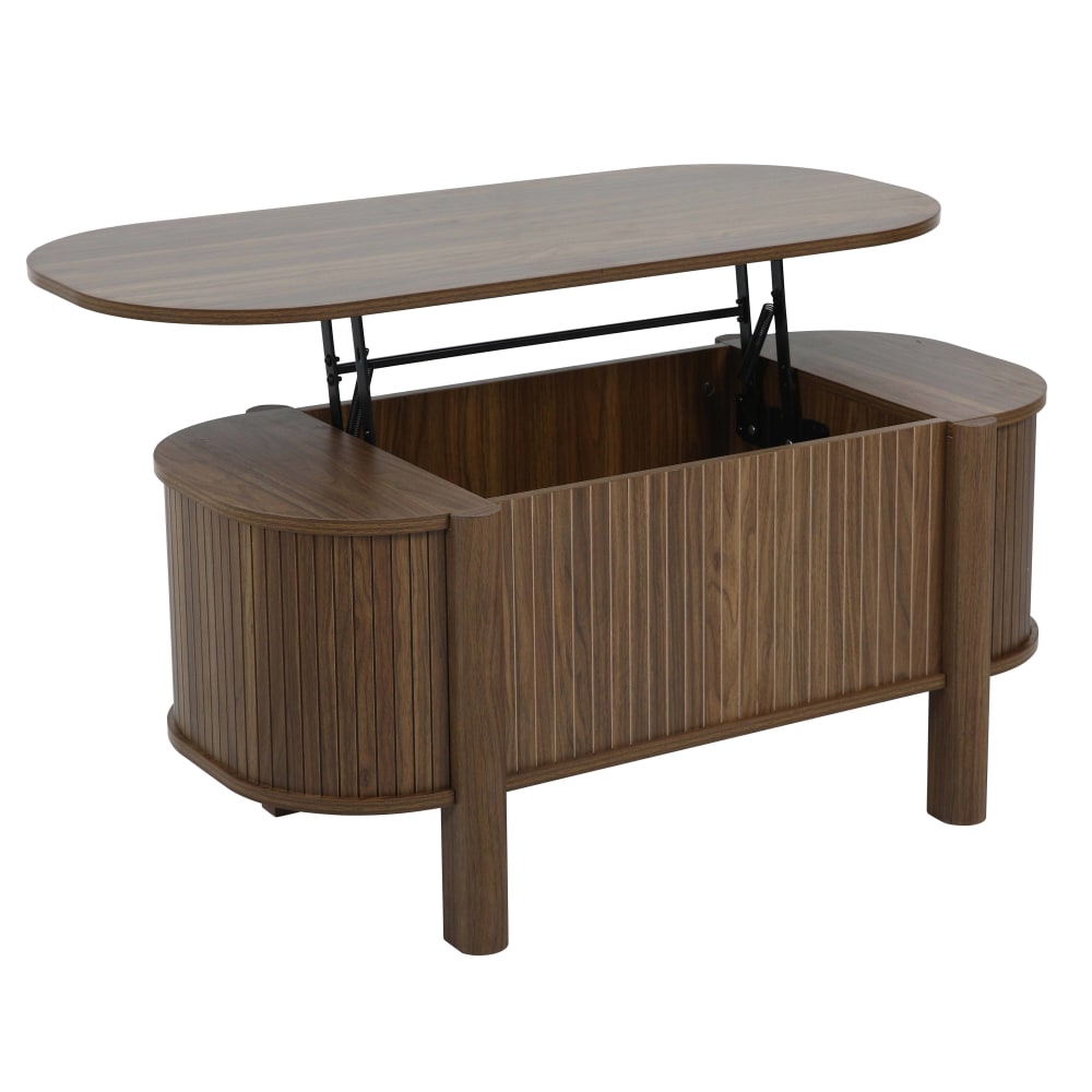 Oviala Abwaschbarer Couchtisch oval 100 x 48 cm dunkle Holzoptik Braun Holz