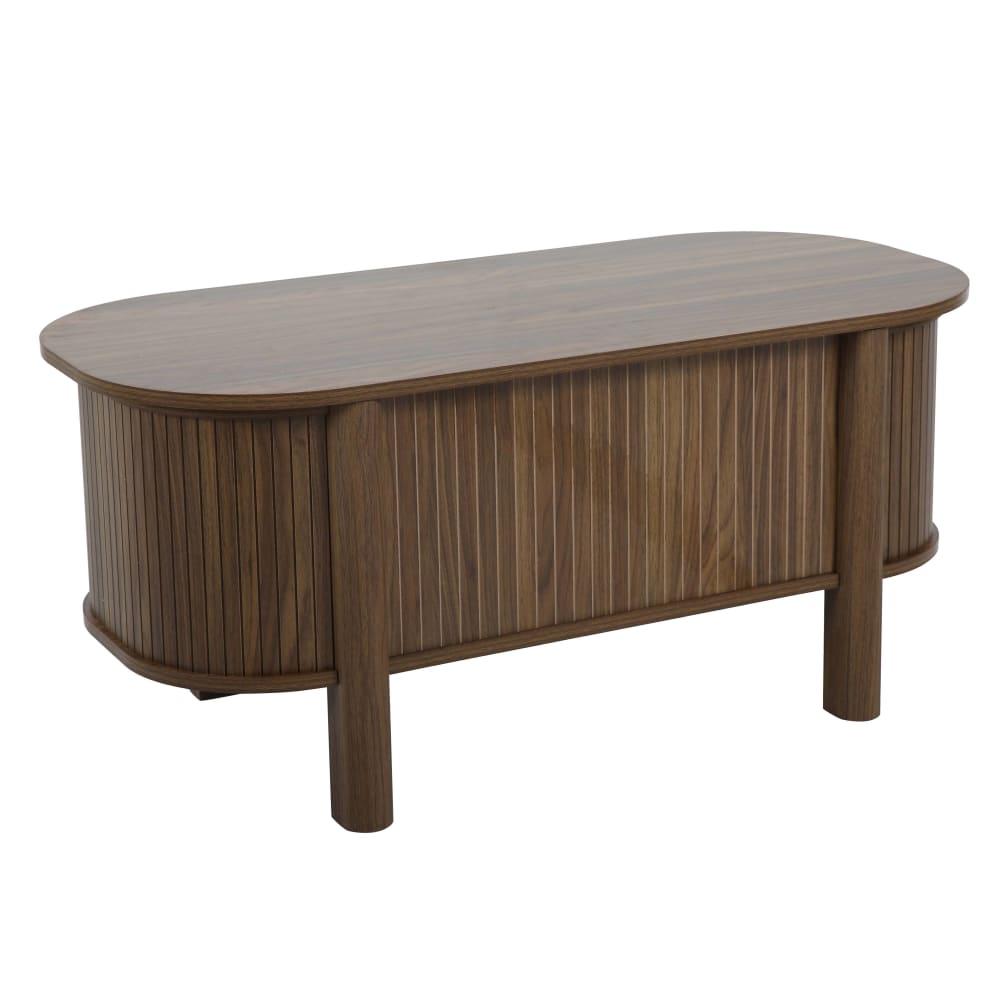 Table basse relavable effet bois ovale 100x48 cm bois foncé