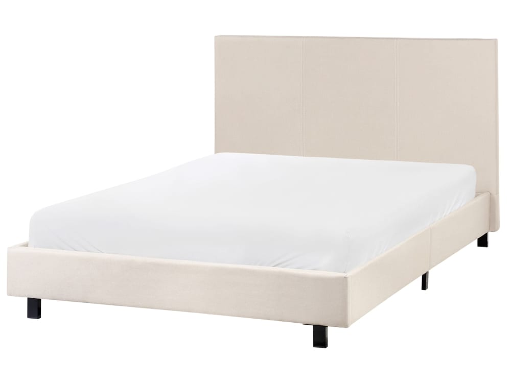 Lit double en tissu beige 120x200