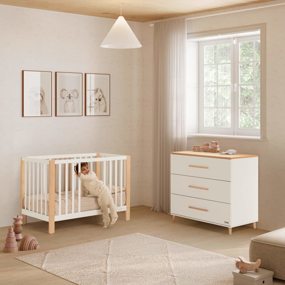Lit Nayra 120x60 Blanc/Bois (Micuna) - Image 1