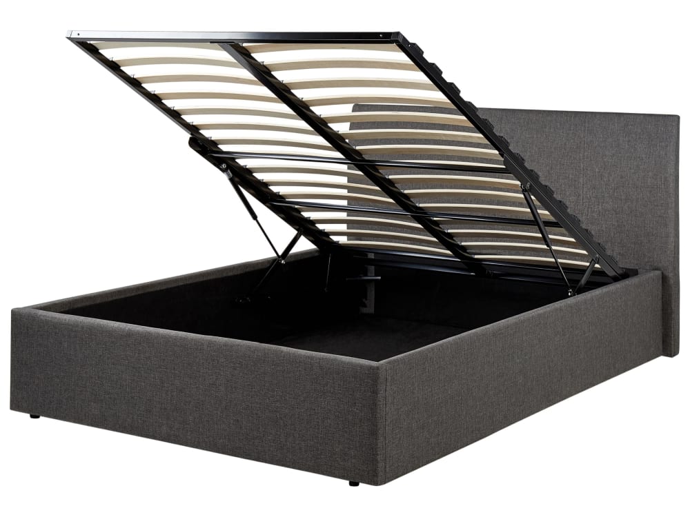 Lit double en tissu gris 120x200
