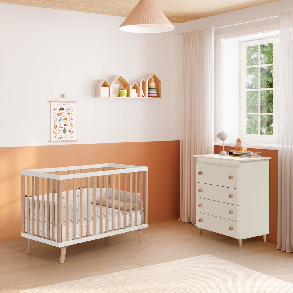 Lit Mencia 120x60 cm Blanc/Bois (Micuna) - Image 1