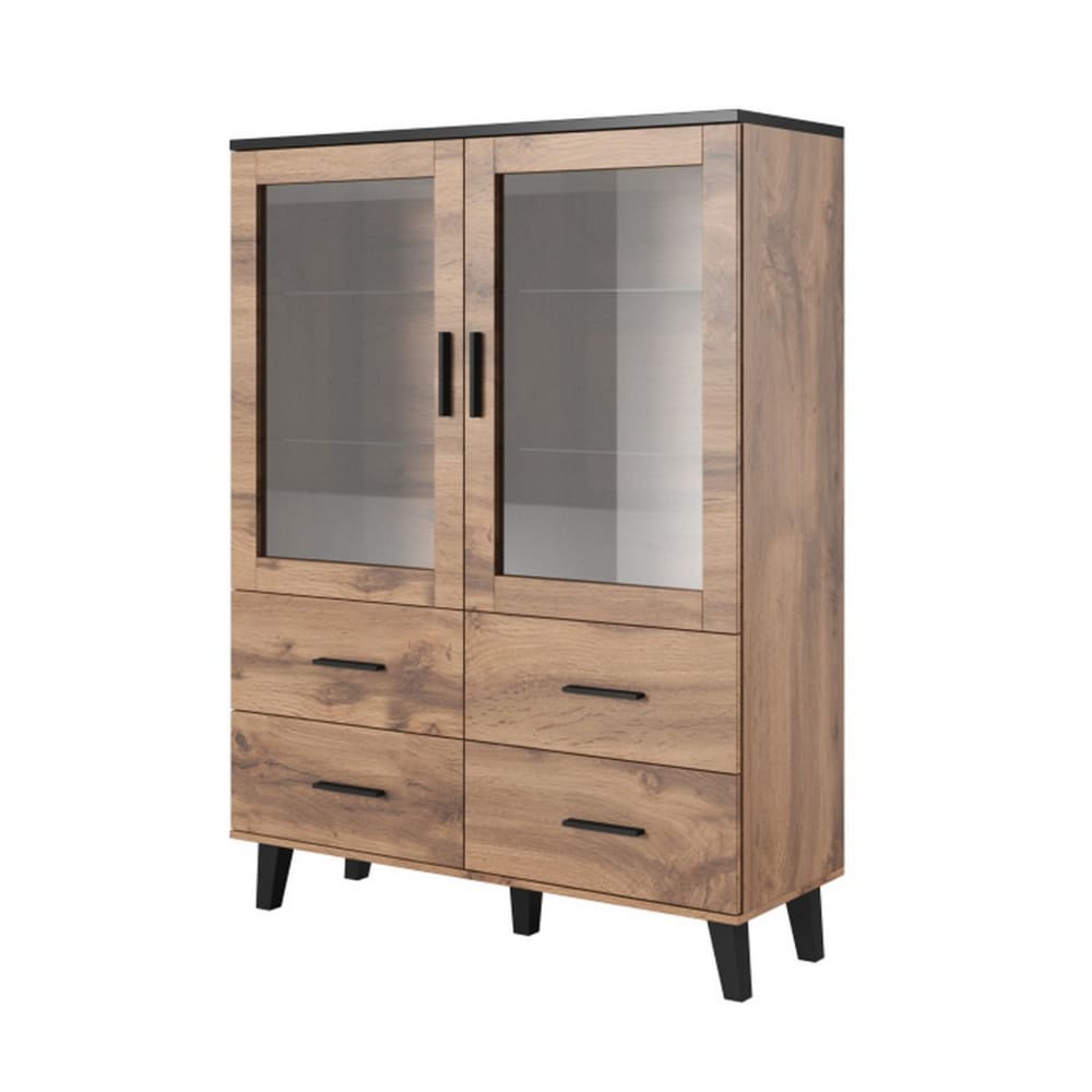 Vitrine style chêne et noir mat 120x160cm