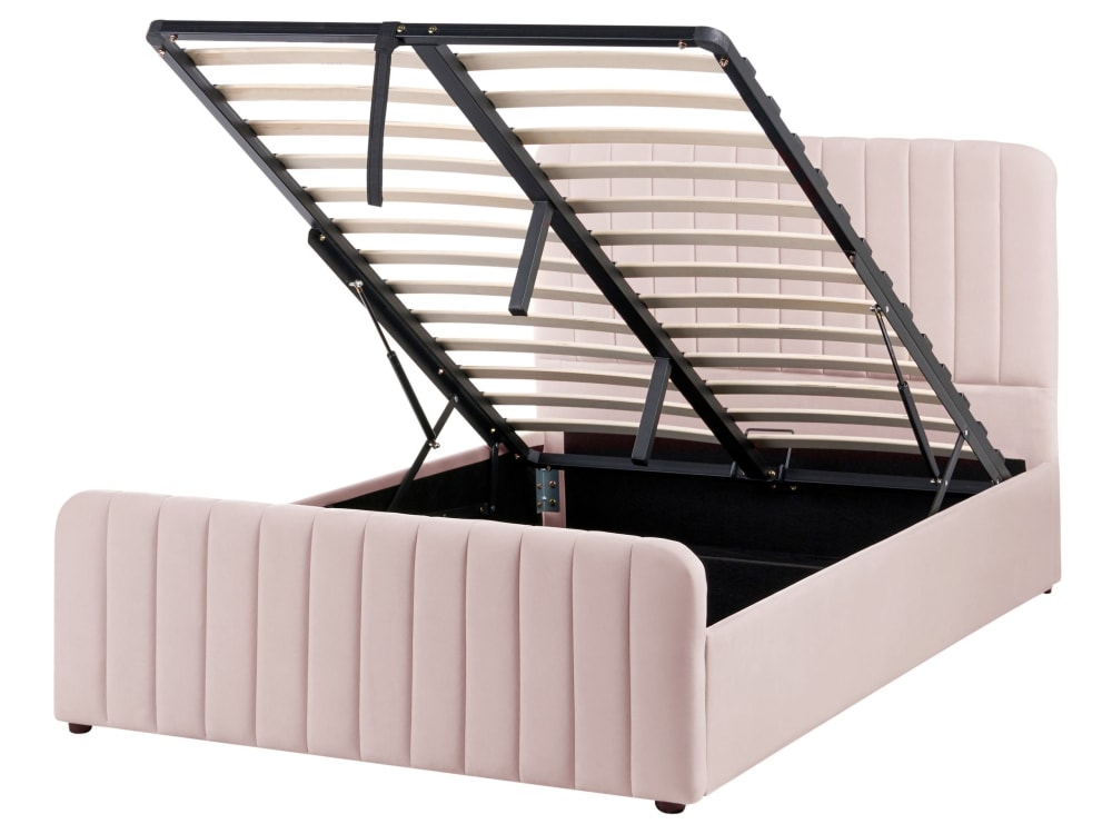 Lit double en tissu rose 120x200 Lit double en tissu rose 120x200