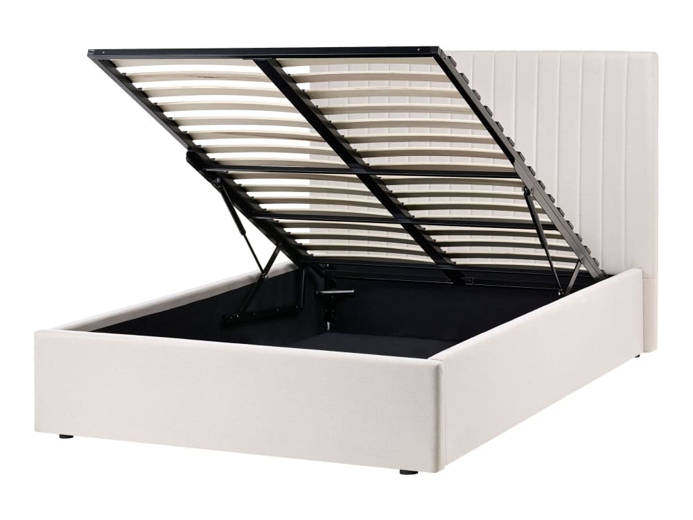 Lit double en tissu beige 120x200