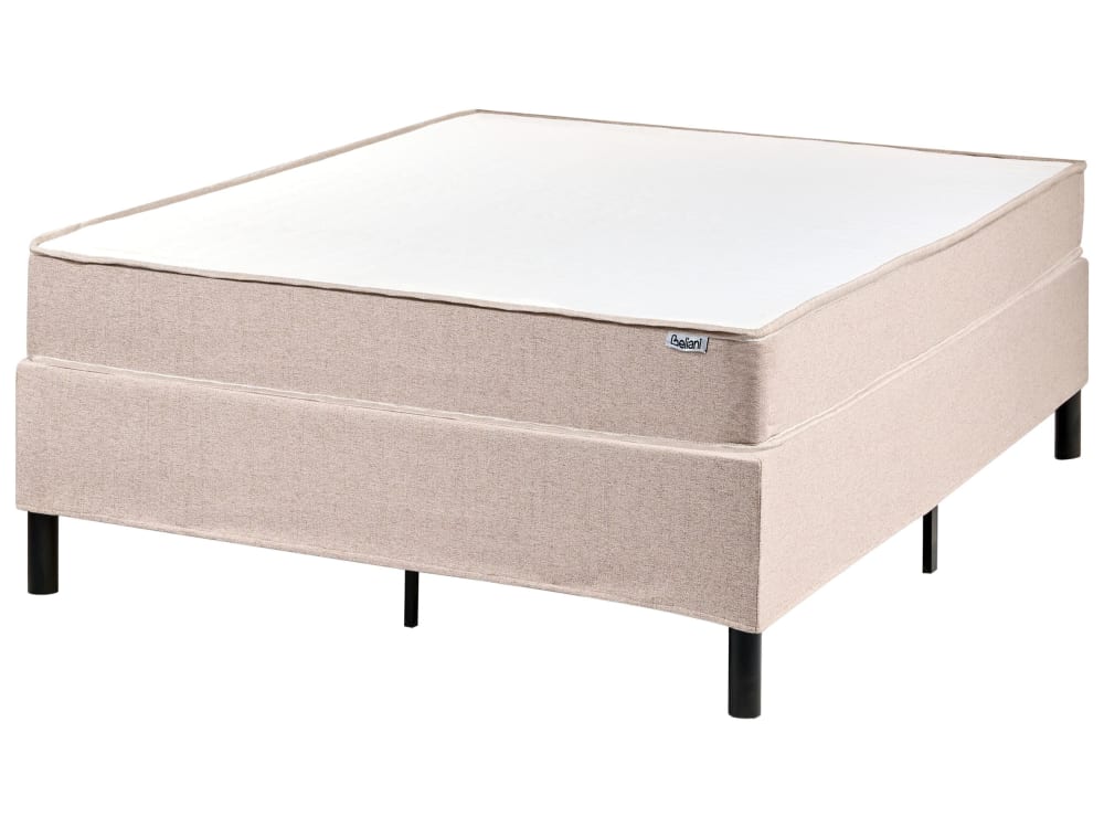 Lit double en tissu beige 120x200