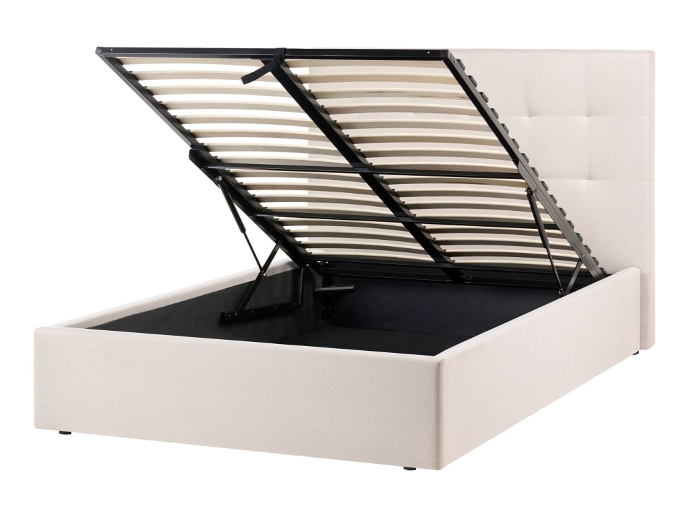 Lit double en tissu beige 120x200