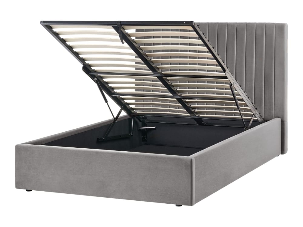 Lit double en tissu gris 120x200