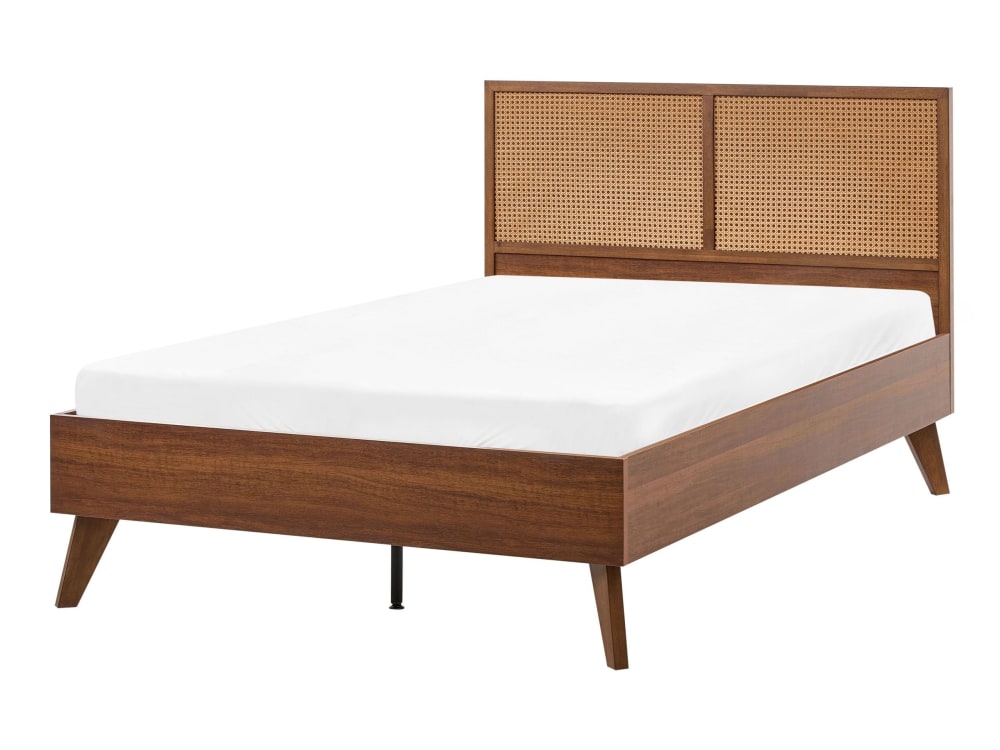 Lit double en rotin marron 120x200