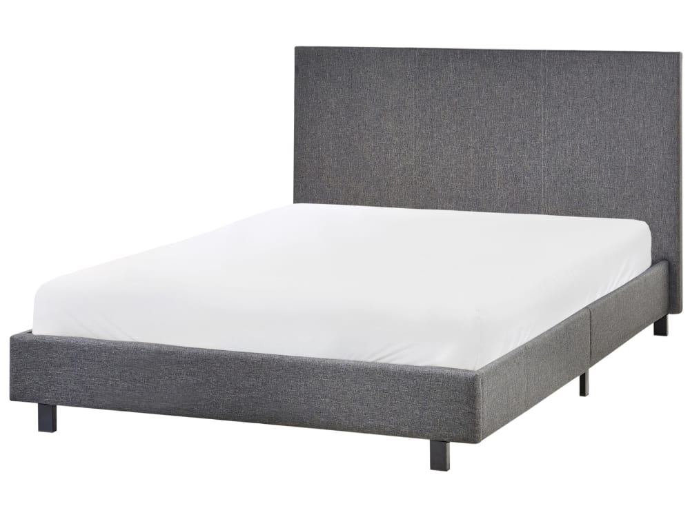 Lit double en tissu gris 120x200