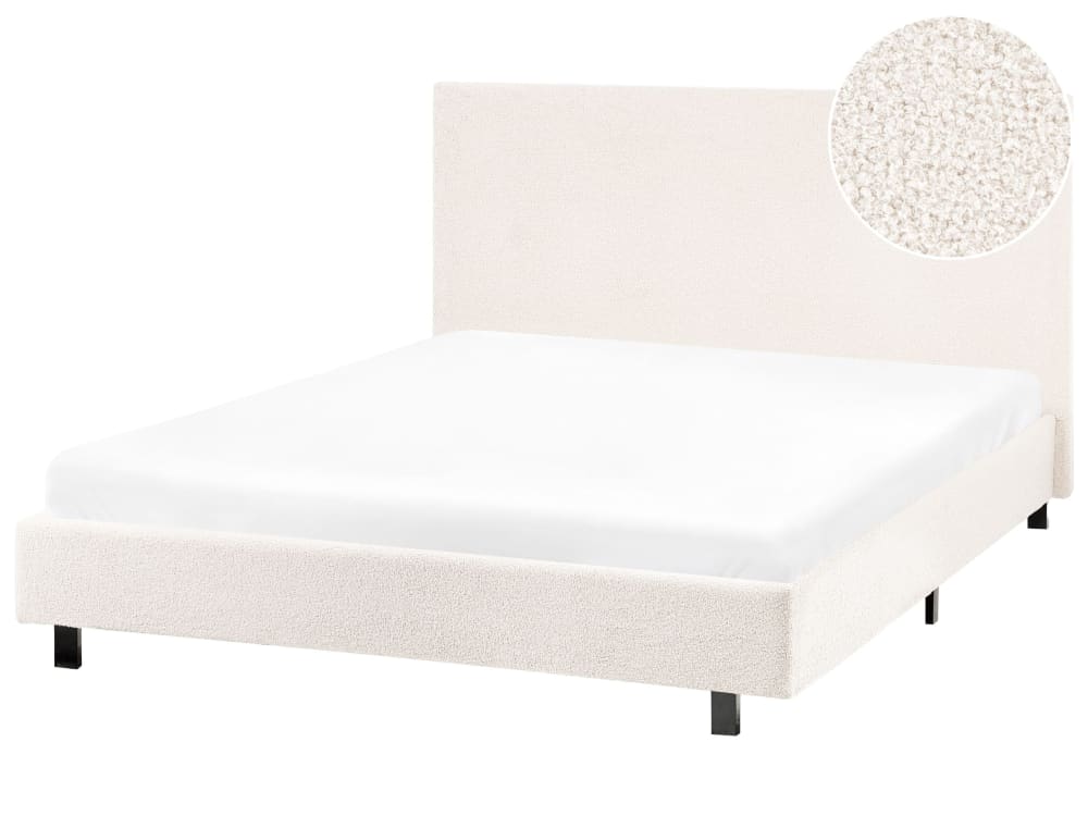Lit double en tissu blanc 120x200
