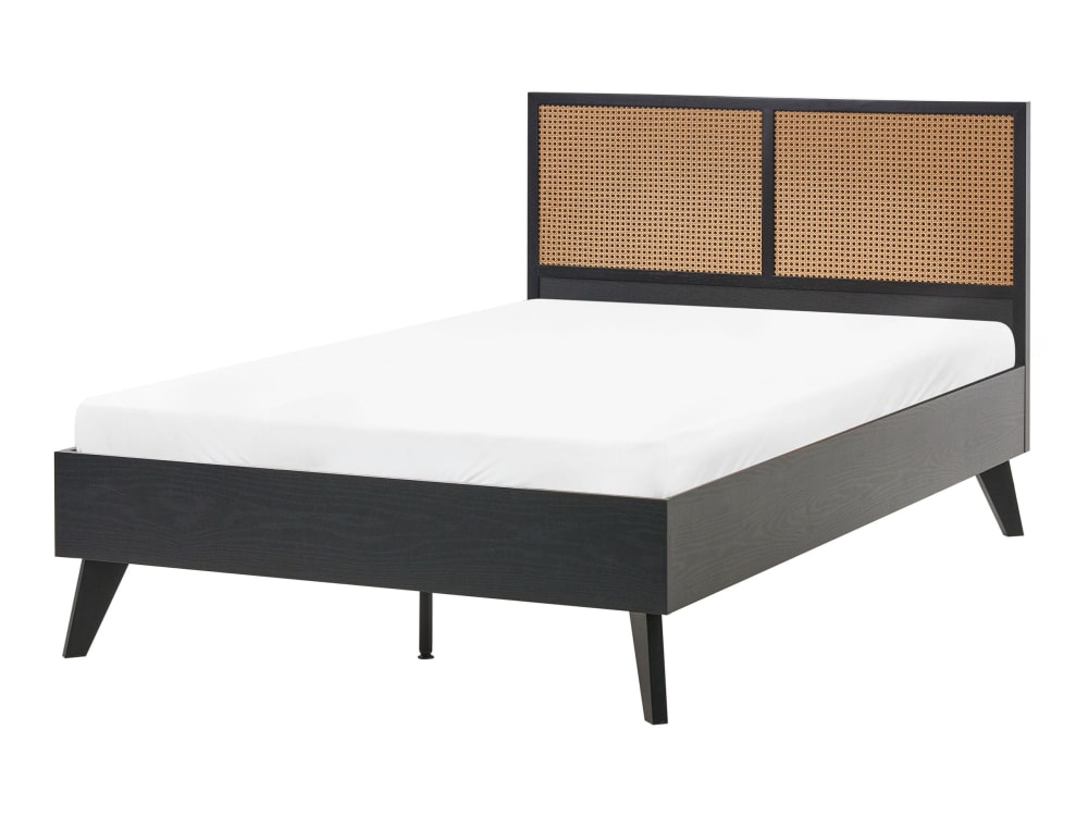 Lit double en rotin noir 120x200