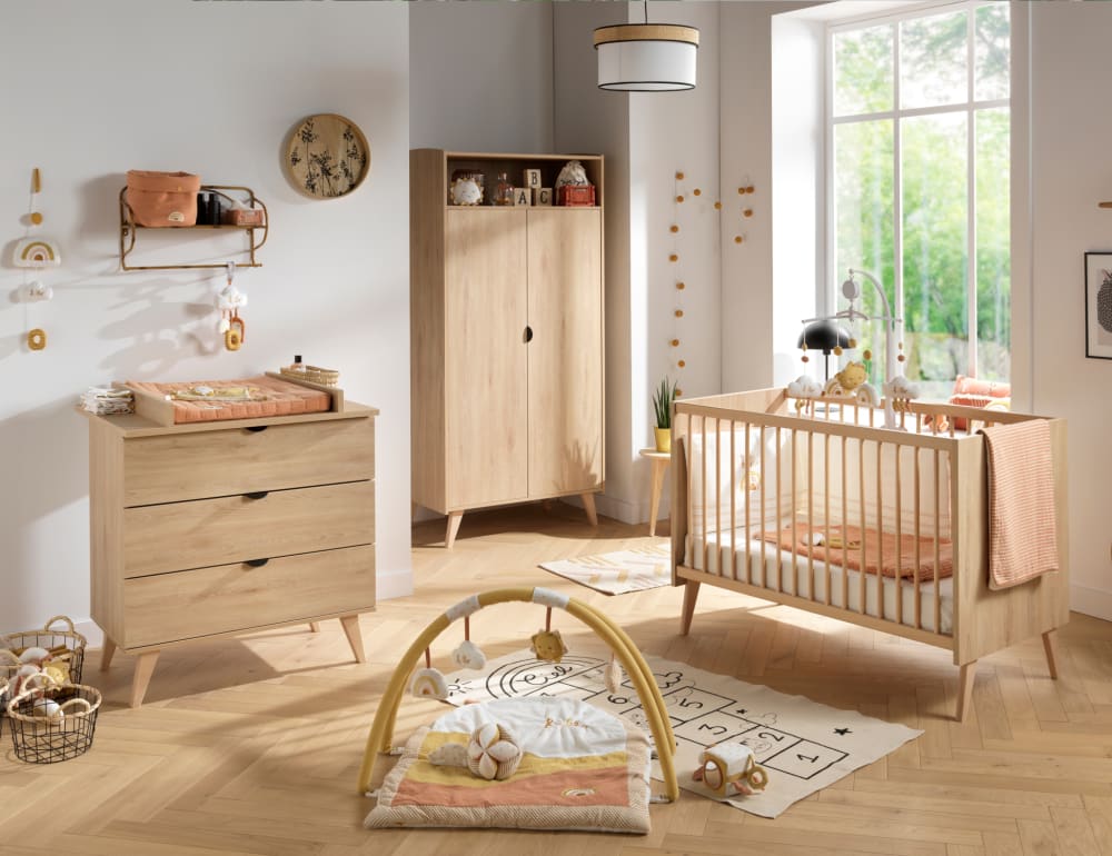 Chambre bébé 3 pièces Mia, Lit bébé 120x60,