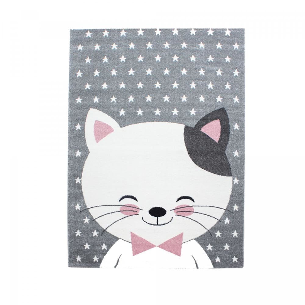 Tapis enfant 120x170 rose, gris, blanc