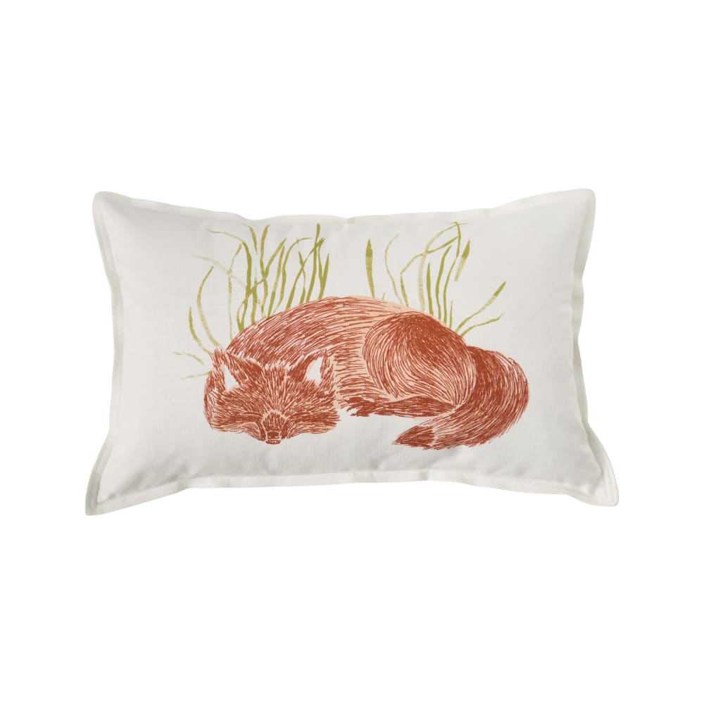 Coussin en coton blanc motif renard 30 x 50 cm