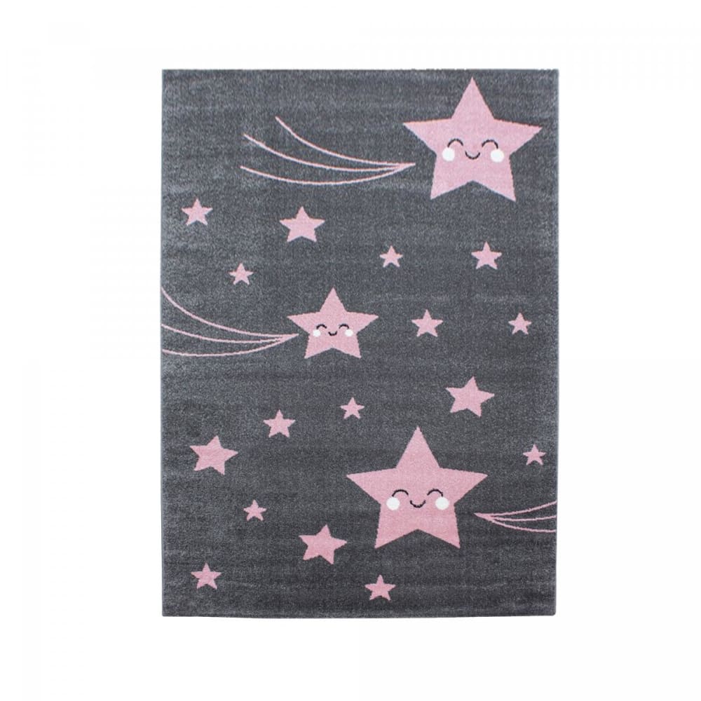 Tapis enfant 120x170 rose, gris