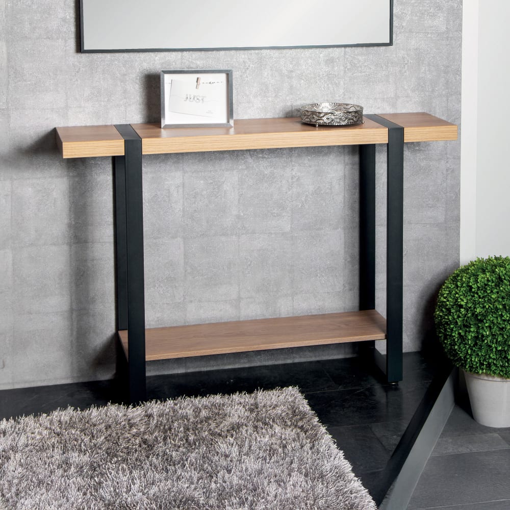 Console rectangulaire 120x30x82 cm en bois et métal - TRIAK