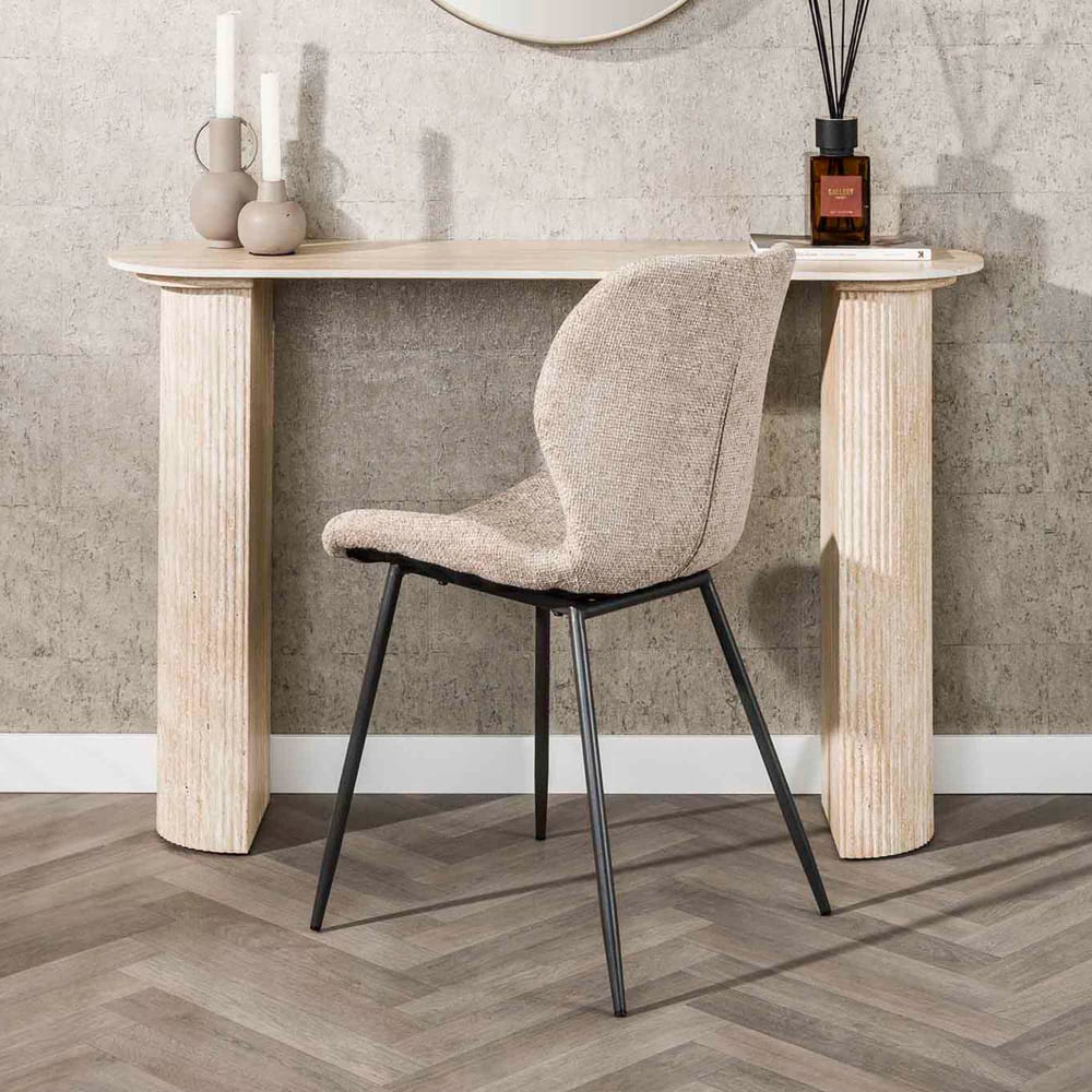 Console 120x35x78 cm en céramique effet travertin beige