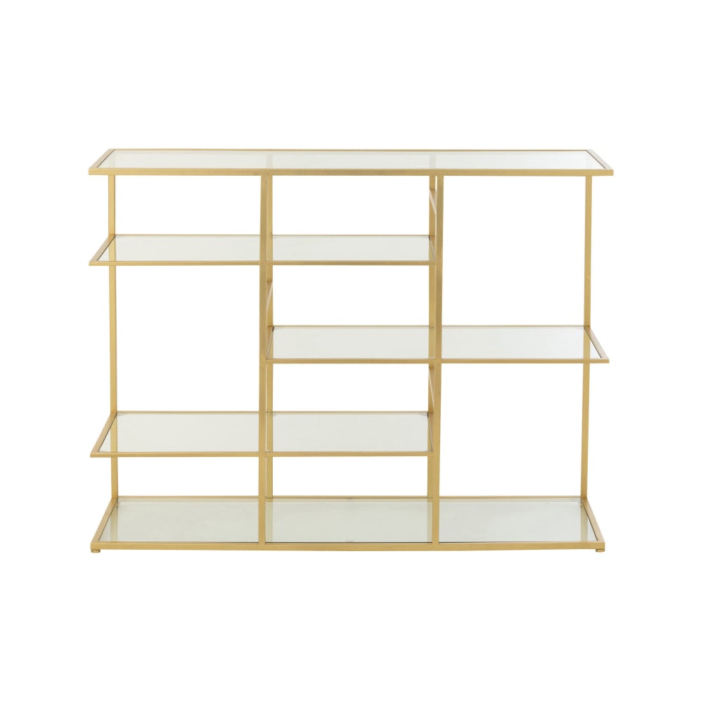 Console 5 niveaux 120x40x91 cm en verre et métal doré - KIKA