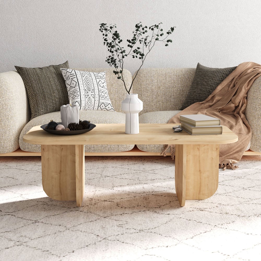 Table basse rectangulaire 120x60x40 cm décor naturel - bekso Table basse rectangulaire 120x60x40 cm décor naturel - bekso