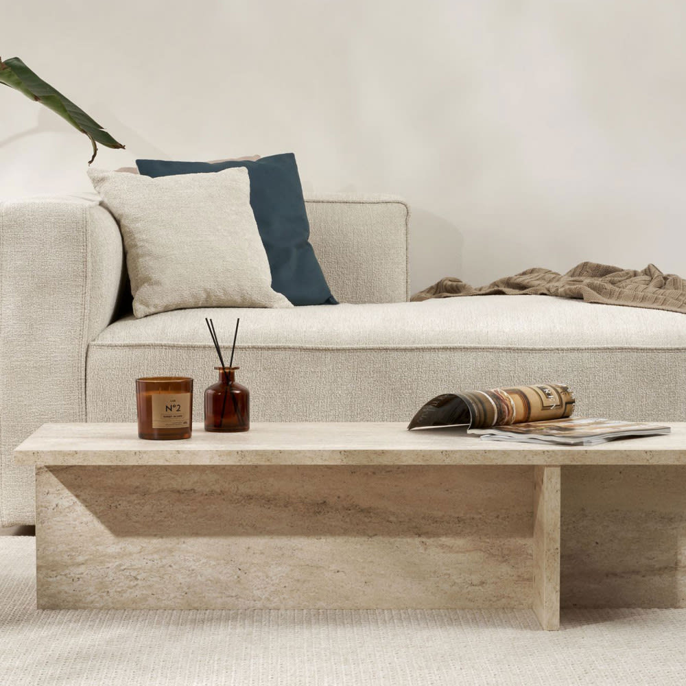 Table basse effet travertin 120x45cm - beige