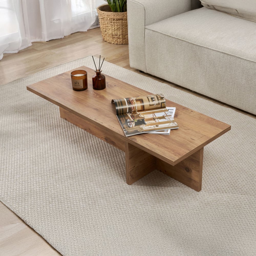 Table basse rectangulaire 120x45x30 cm couleur naturel - teona Table basse rectangulaire 120x45x30 cm couleur naturel - teona