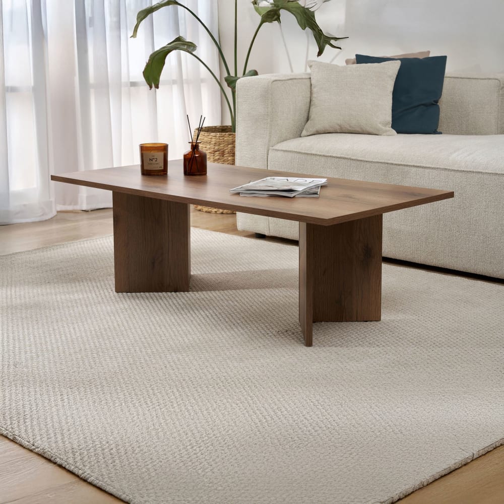 Table basse rectangulaire 120x60x40 cm couleur noyer - teona Table basse rectangulaire 120x60x40 cm couleur noyer - teona