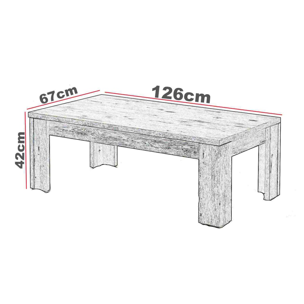 Table basse 126x67x42 cm décor chêne - FUMAY