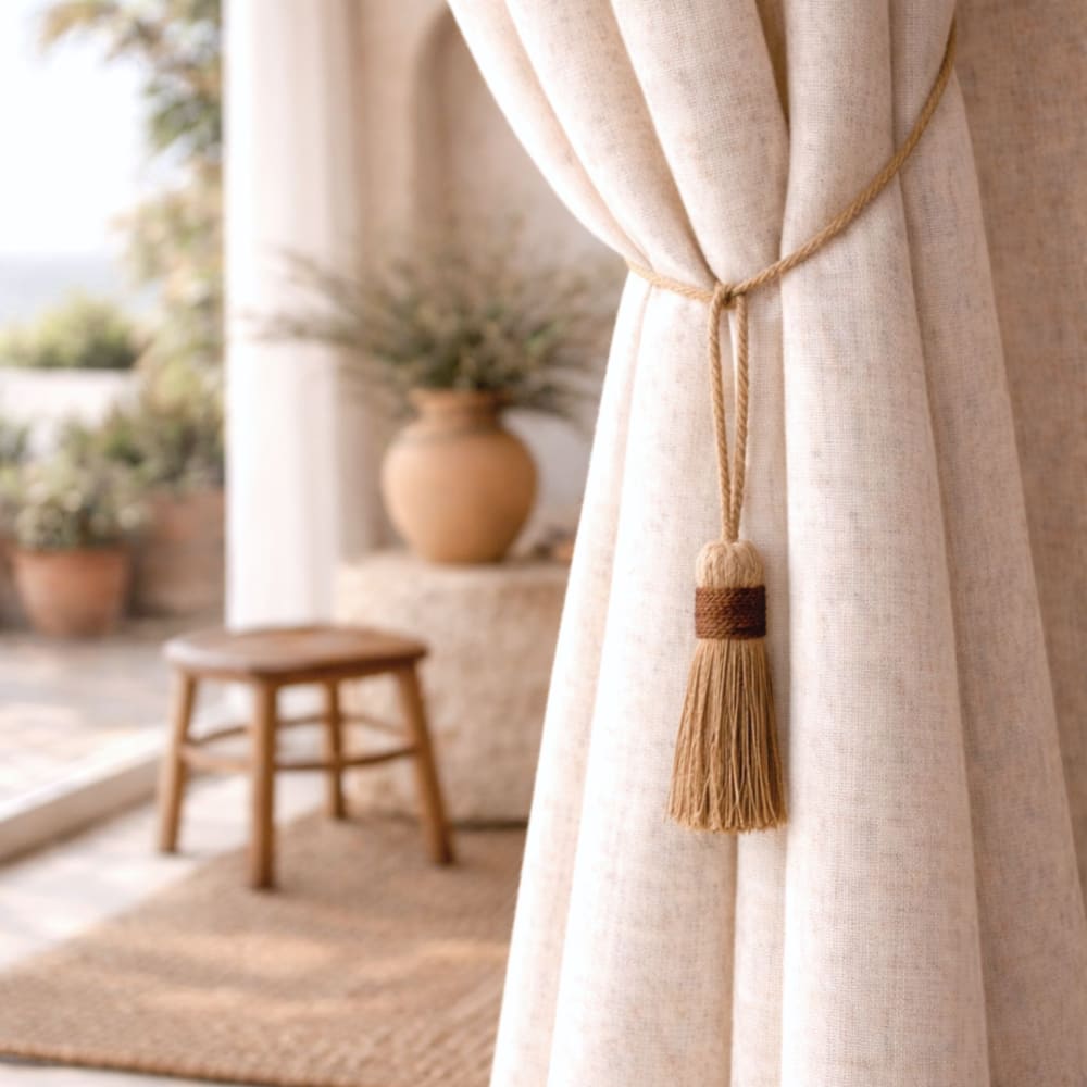 Embrasse pompon naturel jute marron brun 12 cm - Maisons du Monde