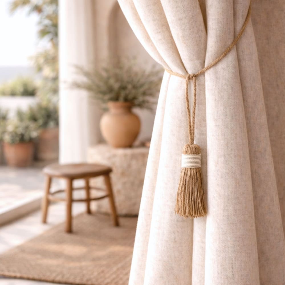 Embrasse pompon naturel jute blanc 12 cm - Maisons du Monde