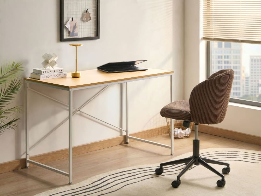 Table de bureau 120 cm 60 cm marron clairblanc