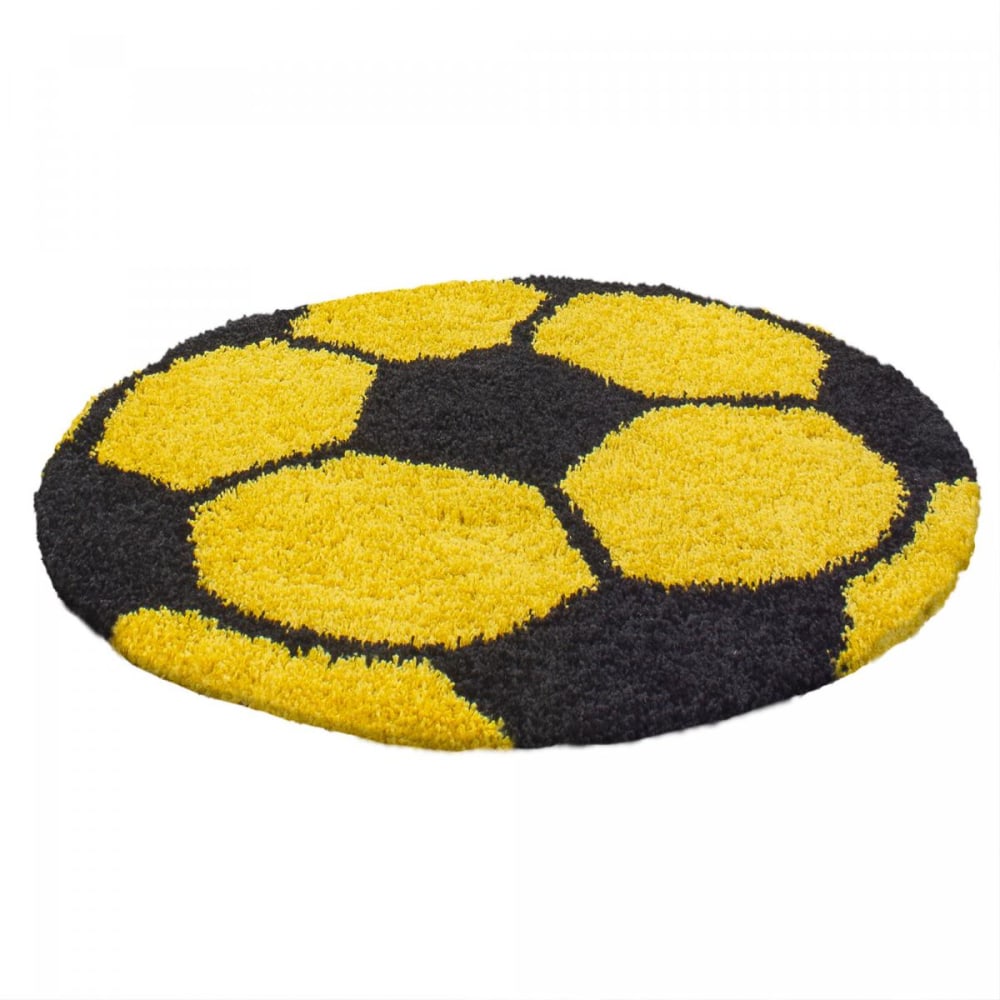 Tapis enfant 120x120 rond Jaune, noir