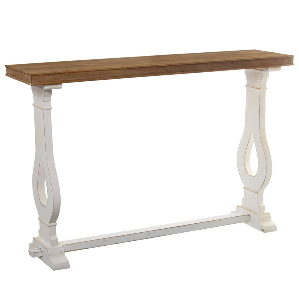 Console classique blanc et bois 121x31x79cm