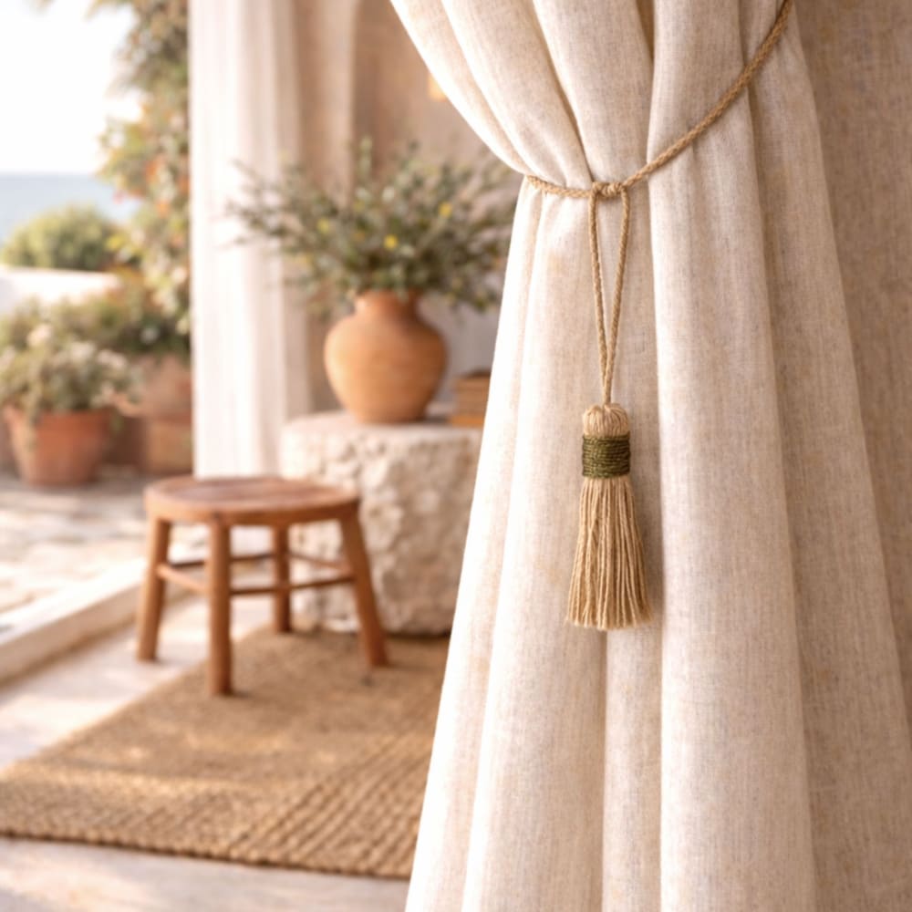 Embrasse pompon naturel jute kaki 12 cm - Maisons du Monde