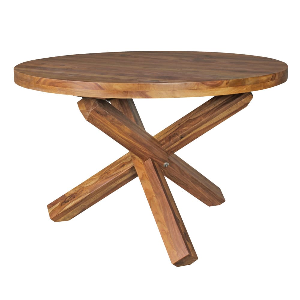 Table à manger ronde 120x120x75 cm en sheesham massif