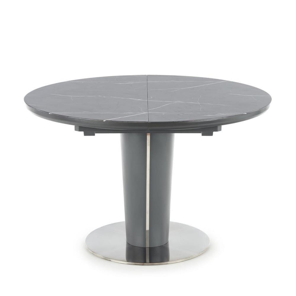 Table ronde grise style marbre  avec rallonge 120-160cm