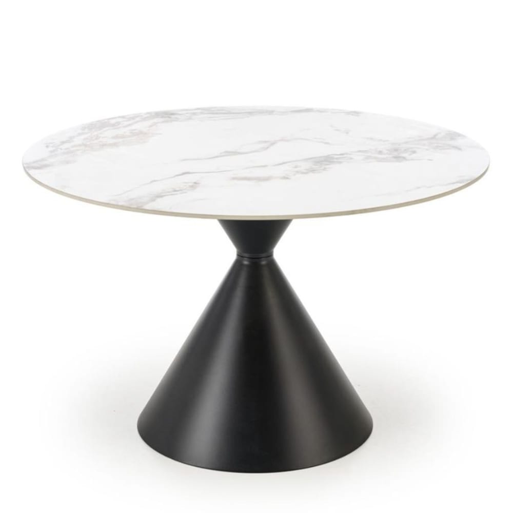 MSO Runder Marmortisch mit Mittelfuß, 120 cm style modern Weiß Marmor