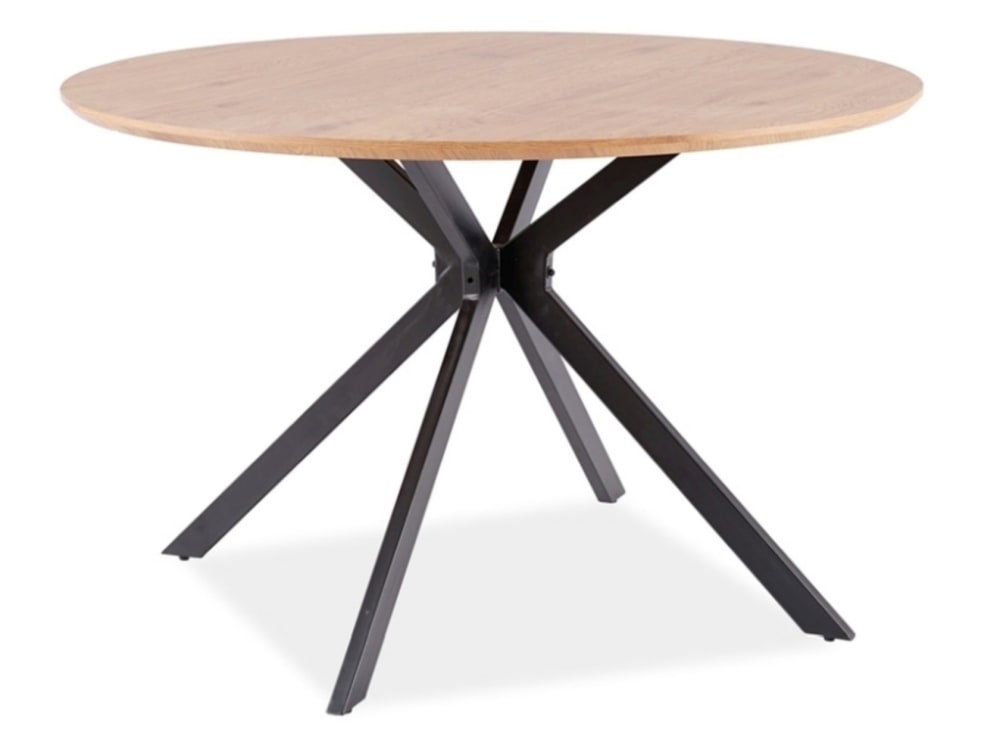 Table ronde métal noir couleur chêne 120cm