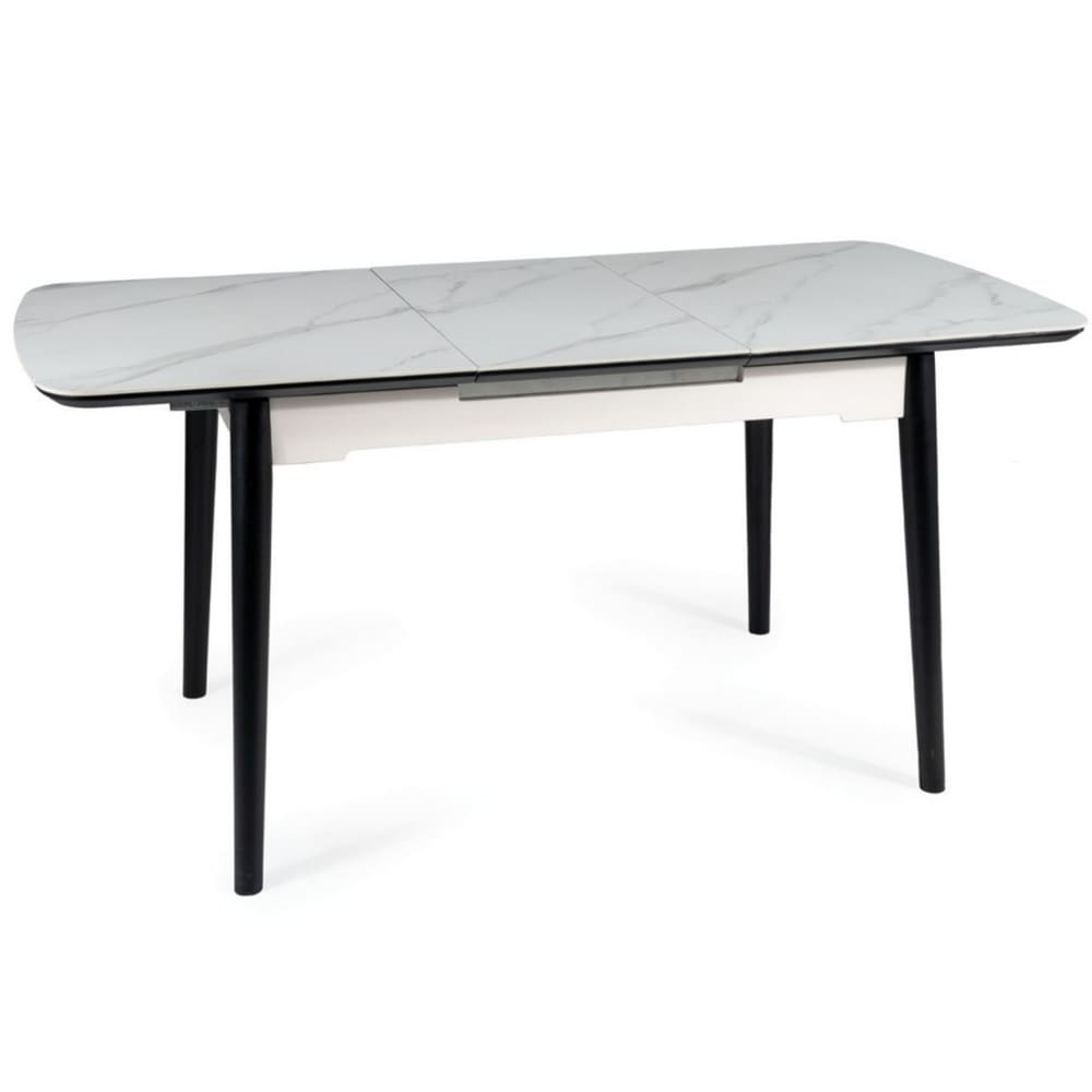 Table design extensible aspect marbre blanc 120-160cm — Beyit
