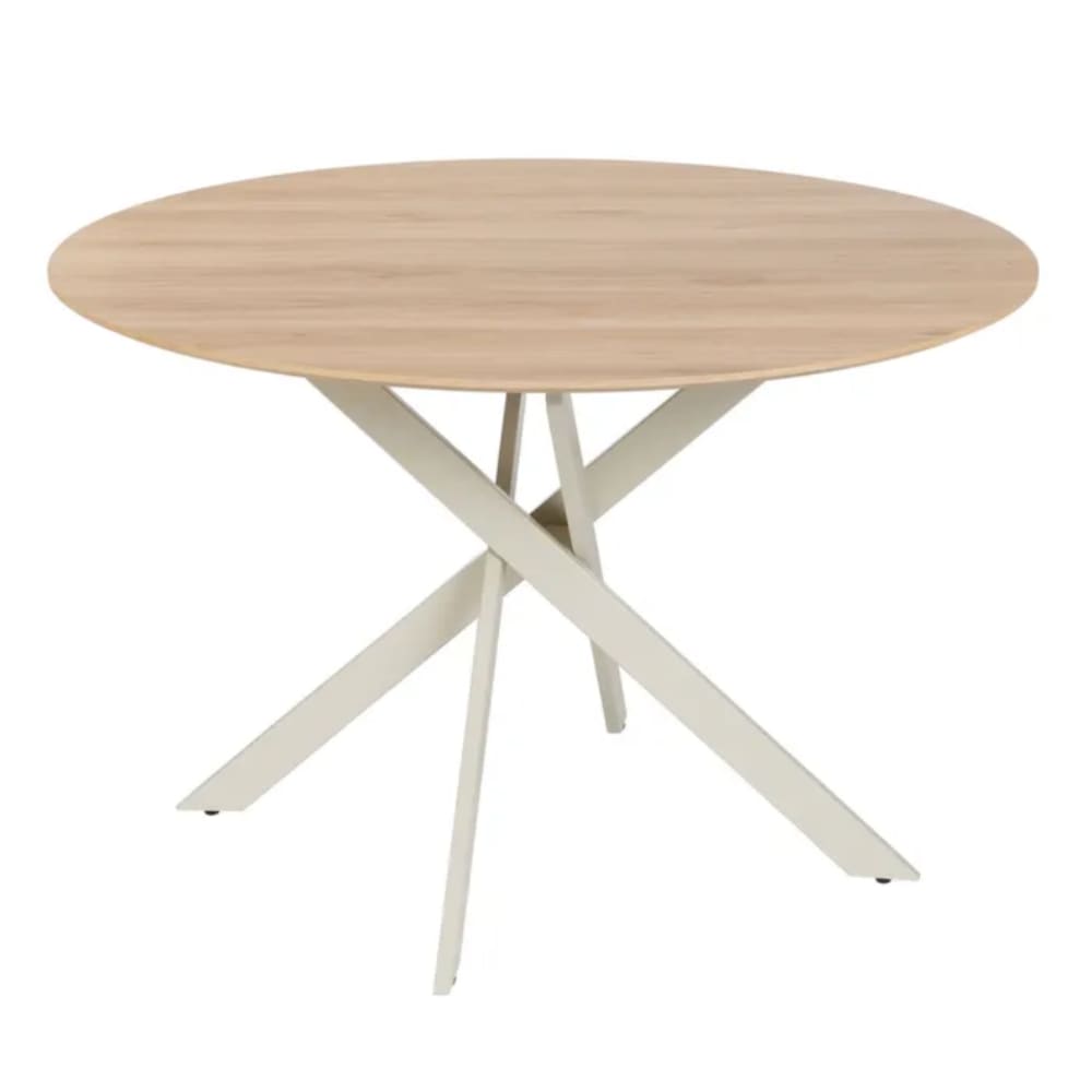 Table à manger ronde crème et bois 120cm